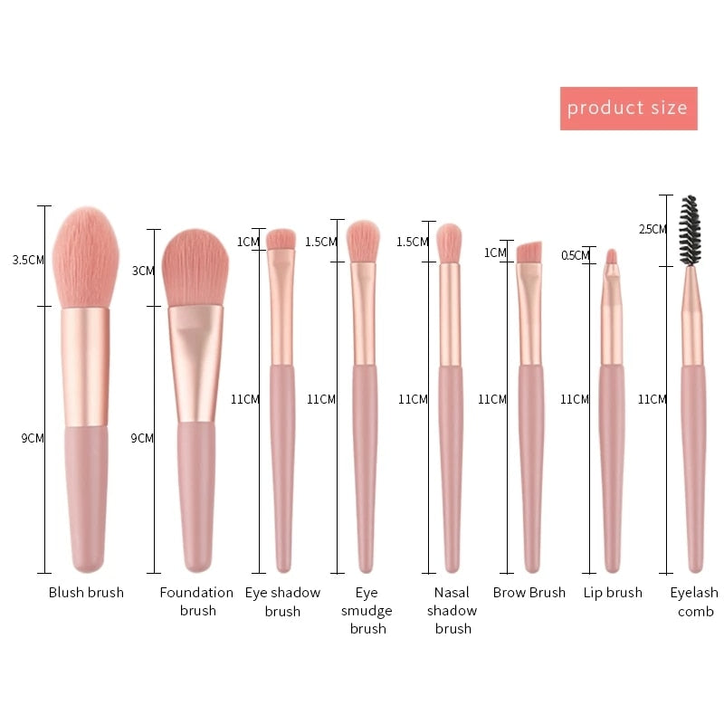 Professional Makeup Brushes Set - 8 Pieces - Megalithix